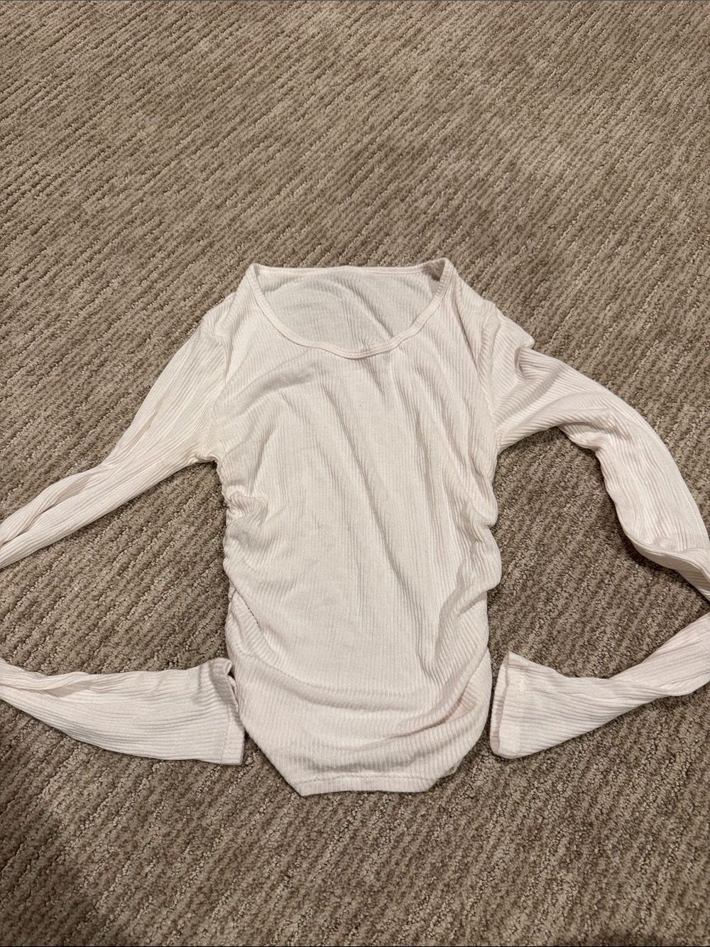 ALO Yoga Long-Sleeve Ribbed Top in Light Cream